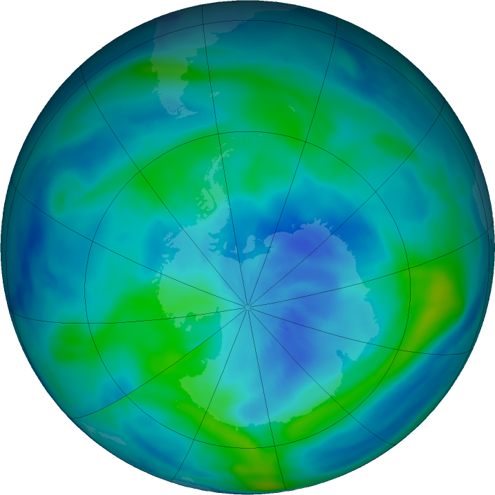 Antarctic ozone map for 17 March 2018